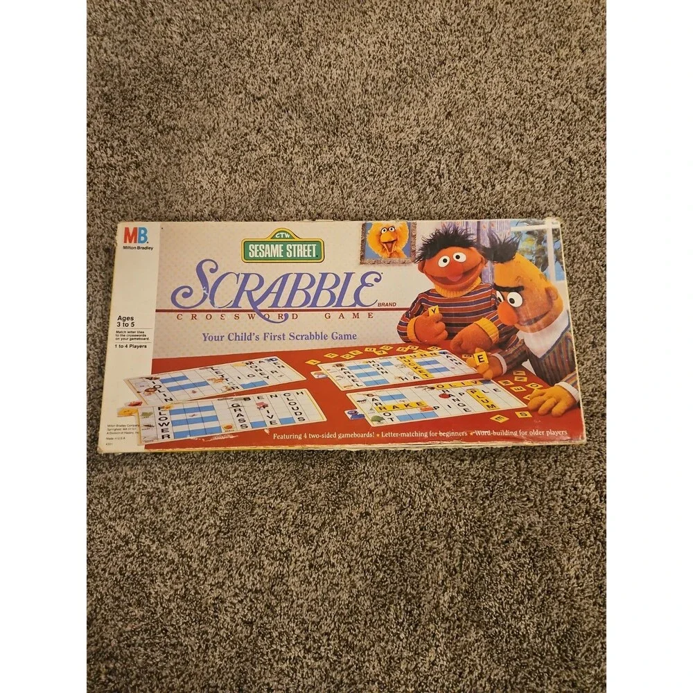 Vintage 1992 Sesame Street Scrabble by Milton Bradley Jim Henson Board Game